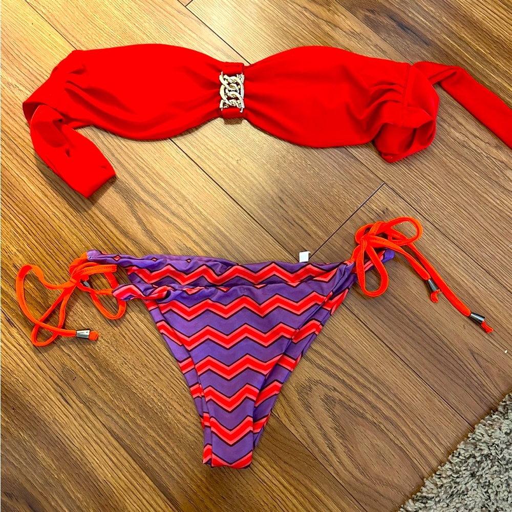 Red and Purple Zigzag Bikini Set